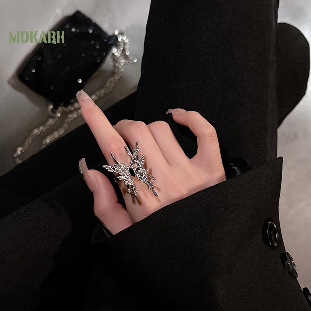 [Mới] Nhẫn Đeo Ngón Tay Họa Tiết Bướm Không Phai Màu Sáng Bóng Điều Chỉnh Được Cá Tính Cao Cấp Dành Cho Nữ