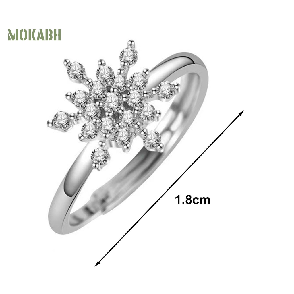 [Mới] Nhẫn Hở Mạ Vàng Hình Bông Tuyết Đính Đá Zirconia Thoải Mái Mặc Hàng Ngày Chất Lượng Cao Niche