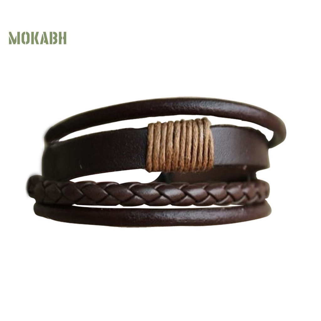 Vòng Tay Giả Da Nhiều Lớp Unisex Đơn Giản Có Thể Điều Chỉnh