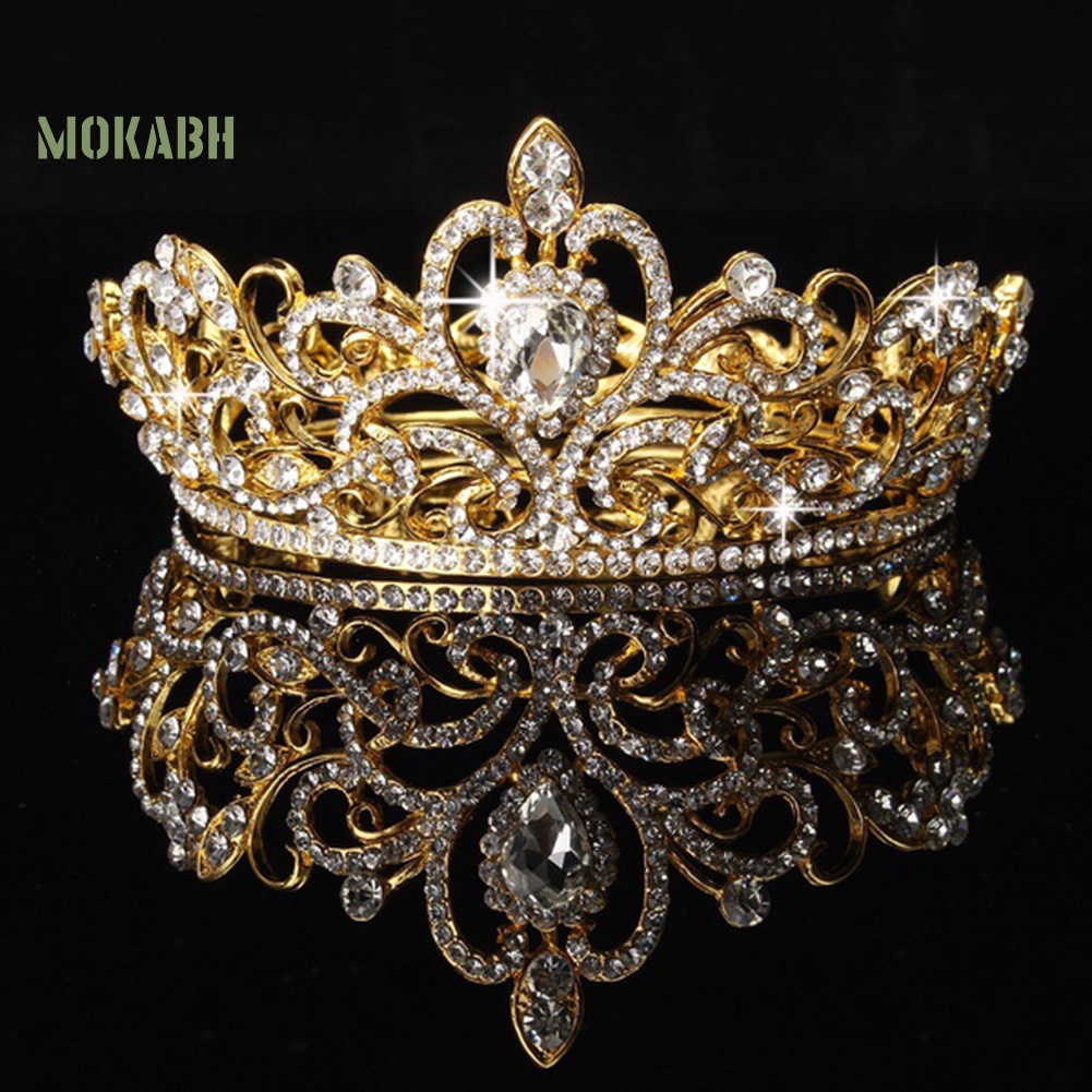 Vương Miện Tròn Đính Đá Lấp Lánh Thanh Lịch Dành Cho Cô Dâu