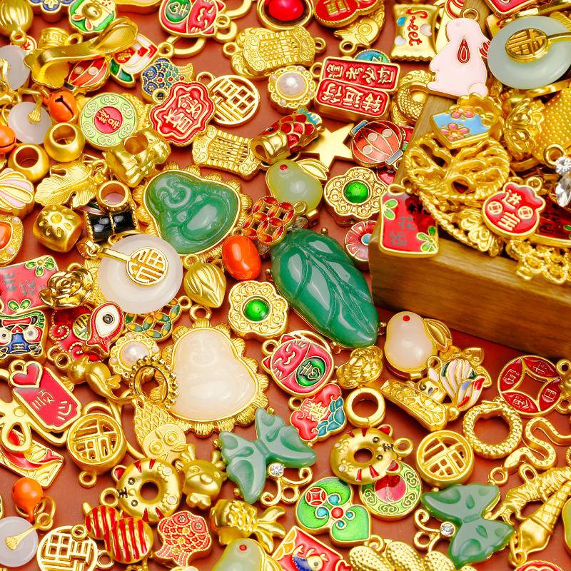 Bộ 50 Phụ Kiện Treo Trang Sức Bằng Hợp Kim Phong Cách Trung Hoa Độc Đáo DIY