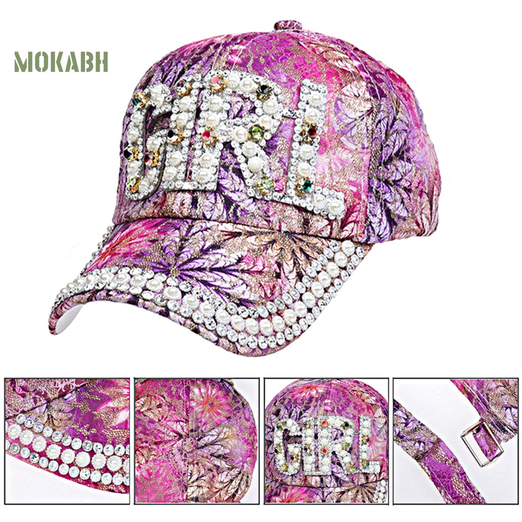 Abh Mũ Lưỡi Trai Đính Kim Sa Lấp Lánh Thoáng Khí Thời Trang Đi Cắm Trại