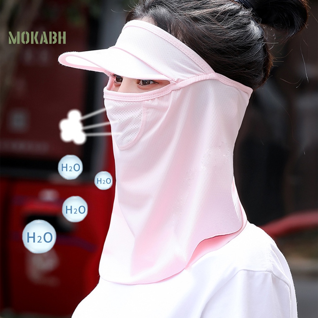 [Mok Abh] Mũ Trùm Đầu Che Mắt Và Cổ Bằng Lụa Lạnh Chống Bụi Thoáng Khí Dùng Khi Đi Xe Đạp Mùa Hè