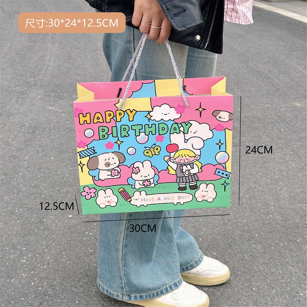 Túi Tote Bằng Giấy Đa Năng In Họa Tiết Hoạt Hình Dễ Thương Dùng Làm Quà Tặng Sinh Nhật