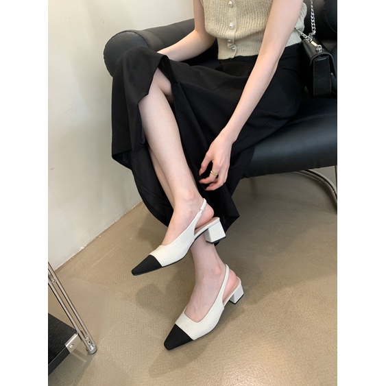 Giày Sandal Cao Gót Mũi Vuông Thời Trang Xuân Hè Pháp 2023