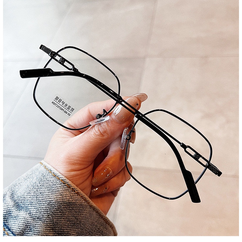 Mắt Kính Gọng Vuông Kim Loại Siêu Nhẹ Chống Tia Bức Xạ Thời Trang Cho Nam Và Nữ