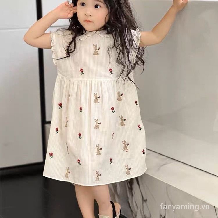 Đầm Búp Bê In Hình Thỏ 23 Tuổi Thoáng Khí Thời Trang Mùa Hè Dành Cho Bé Gái N9GV