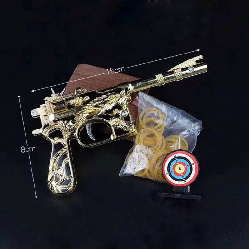 Đồ chơi bắn dây chun nịt loại to 12cm móc chìa khoá dạng đồ chơi cho trẻ em tặng kèm bia và dây chun