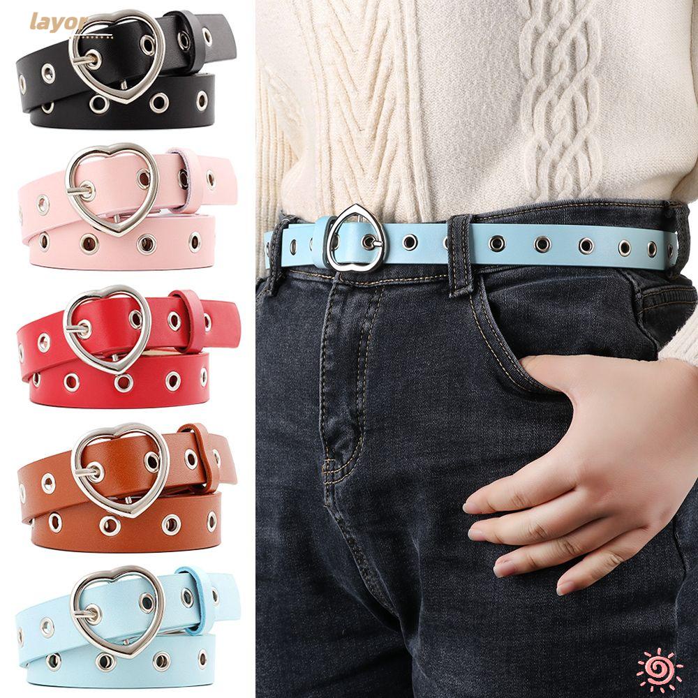 Thắt Lưng Da Pu Khóa Trái Tim Màu Kẹo Ngọt Thời Trang Dự Tiệc