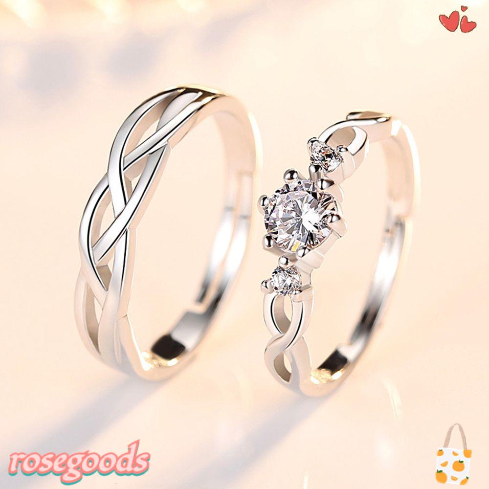 Set 2 Nhẫn Hình Trái Tim Thời Trang|Đầm Dự Tiệc Có Thể Điều Chỉnh Kích Cỡ