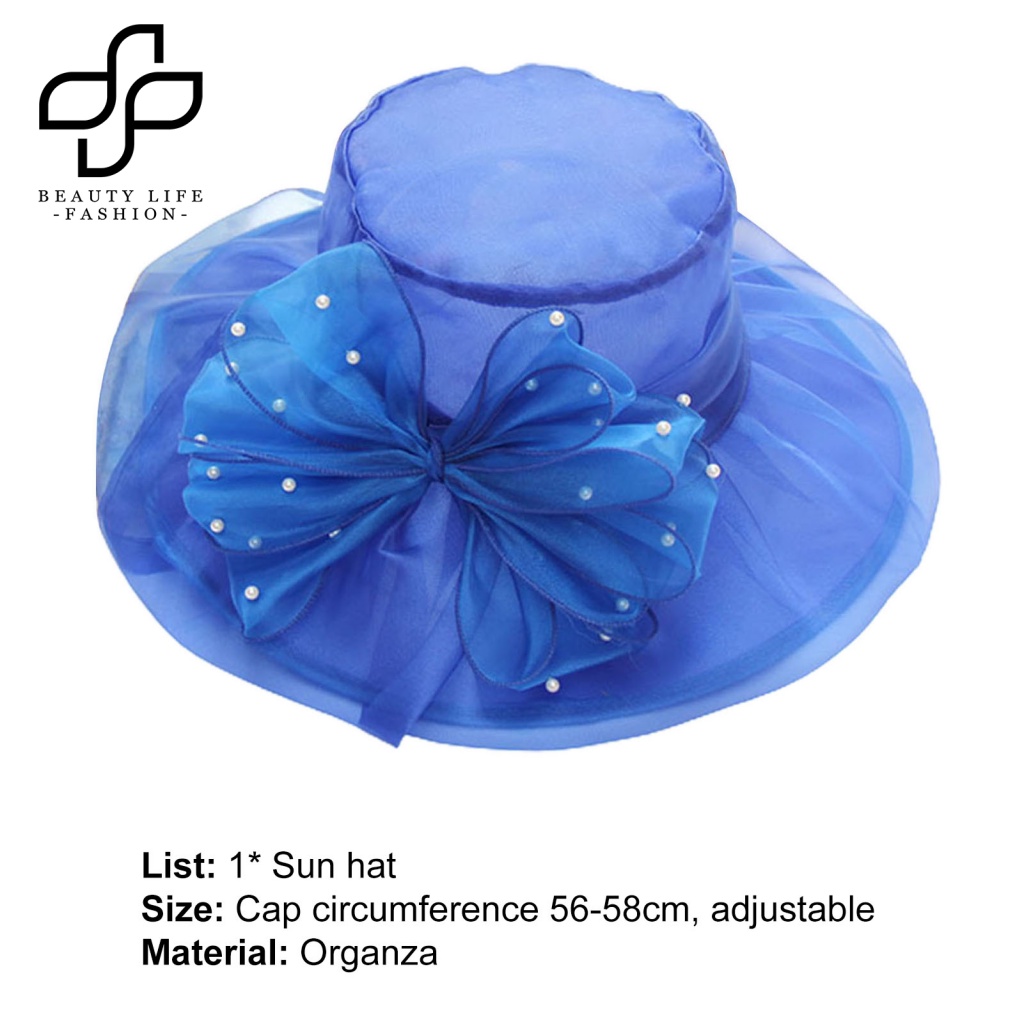 Nón Tai Bèo Mỏng Họa Tiết Hoa Đính Ngọc Trai Giả Thời Trang