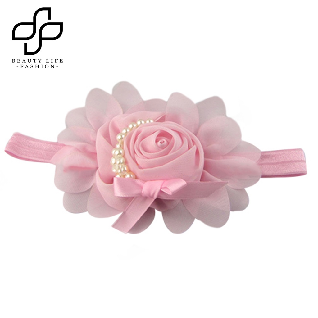 Băng Đô Co Giãn Đính Hạt Ngọc Trai / Hoa Dễ Thương Cho Bé Gái