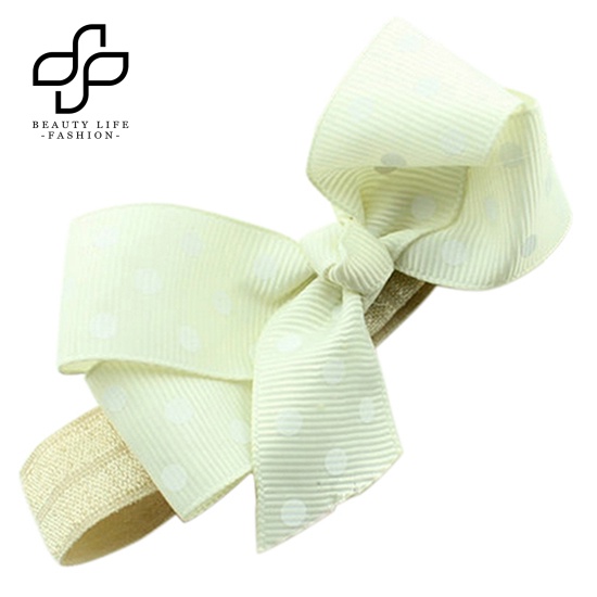 Băng Đô Nơ Co Giãn Họa Tiết Chấm Bi Dễ Thương Dành Cho Bé Gái