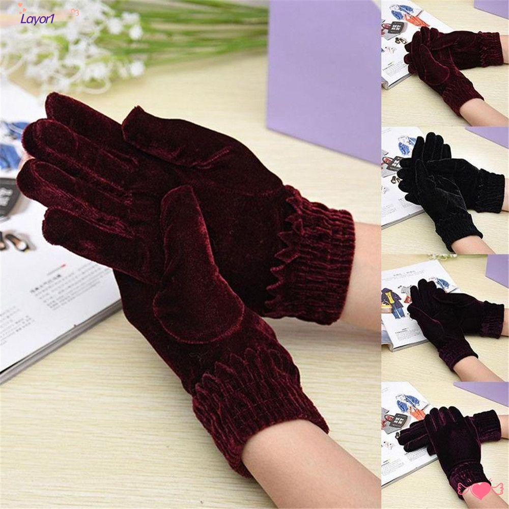 Găng Tay Hở Ngón Vải Nhung Dày Dặn LAYOR1