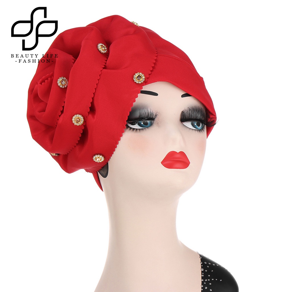 Mũ Trùm Đầu Màu Trơn Đính Hoa Trang Trí Dành Cho Nữ