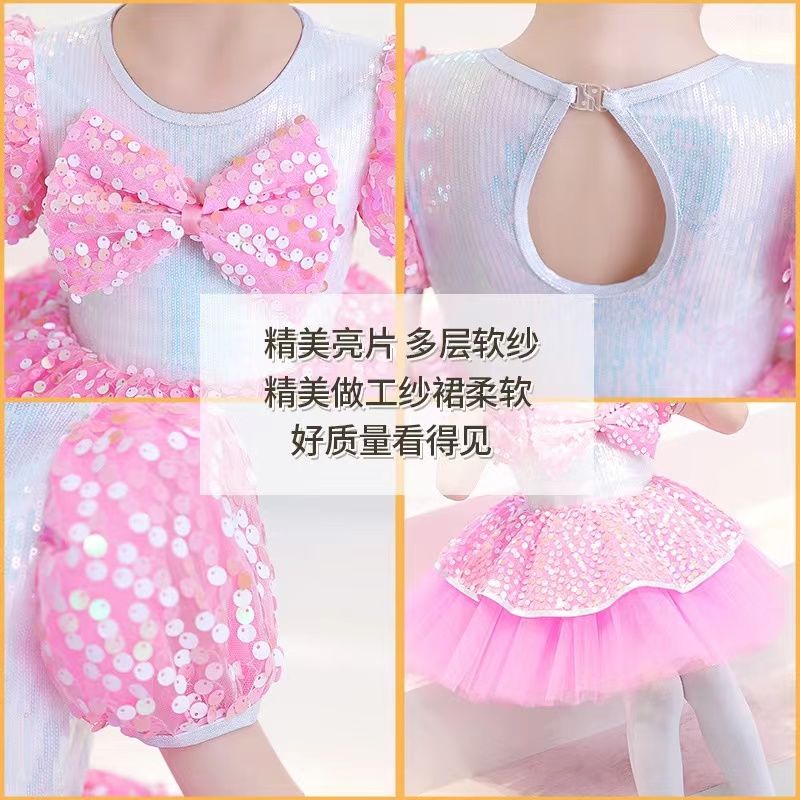 Đầm Công Chúa Biểu Diễn Nhảy Múa Bằng Vải Lưới Phồng Dễ Thương Cho Bé Gái