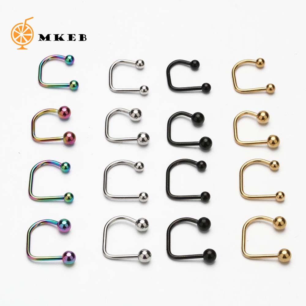 MKEB Khuyên Xỏ Môi Kiểu Hình Chữ U Bằng Thép Không Gỉ Phong Cách Hàn Quốc Cho Nam