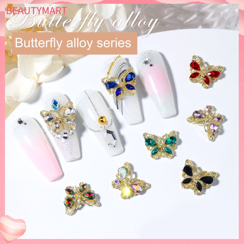 Set 10 Phụ Kiện Đính Trang Trí Móng Tay Hình Bướm Sang Trọng DIY