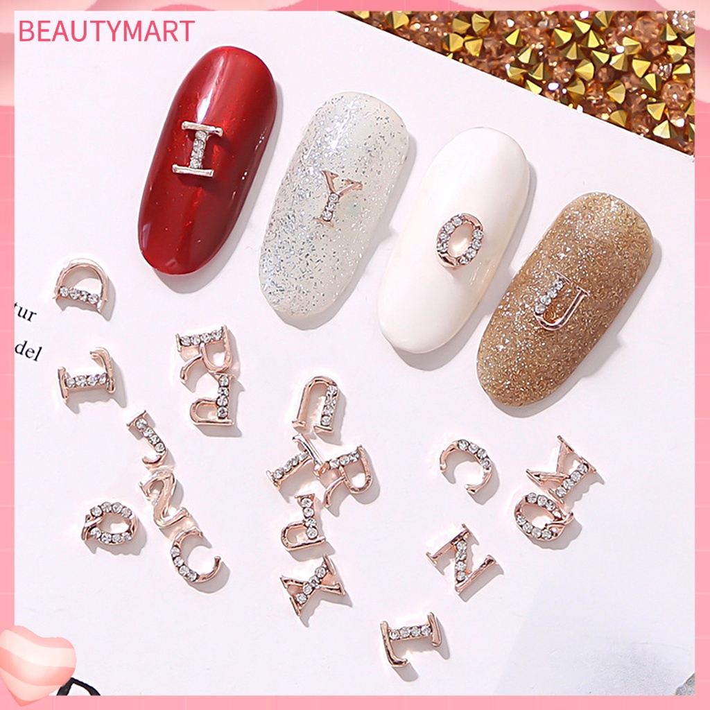 Set 10 Hạt Đá 26 Chữ Cái Ba Chiều Dùng Trang Trí Móng Tay Nghệ Thuật DIY