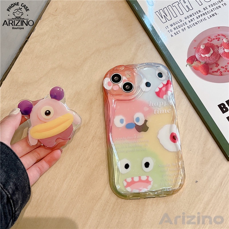 VIVO V27 V27E V25 V25E V23 V23E Y02 Y35 Y56 Y22 Y22S Y12 Y20 Y21 Y33S T1X Y30 Y15 Y15S Y15A Y16 Y12A Y72 Y11 Y21A Y50 Y20A Y91C V15 V20 Pro Ốp điện thoại silicon hình quái vật đầy màu sắc hoa văn kem