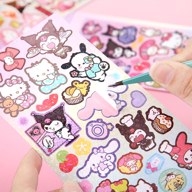 Bộ 20 / 50 Sticker Hoạt Hình Sanrio Guka Pochacco Kuromi Melody Xinh Xắn