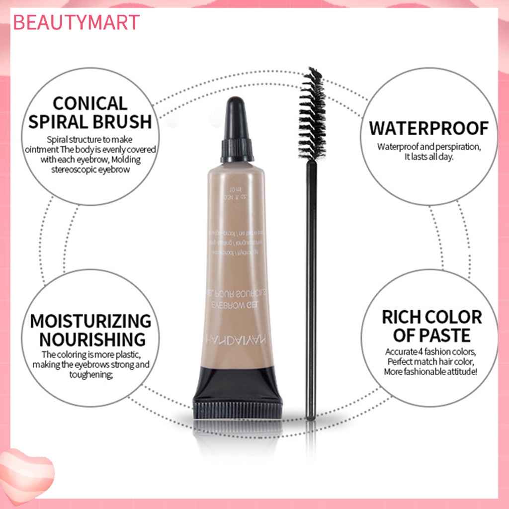 Gel Xăm Lông Mày beautymart 10ml Chống Nước Không Phai Màu Kèm Cọ Trang Điểm Cho Nữ