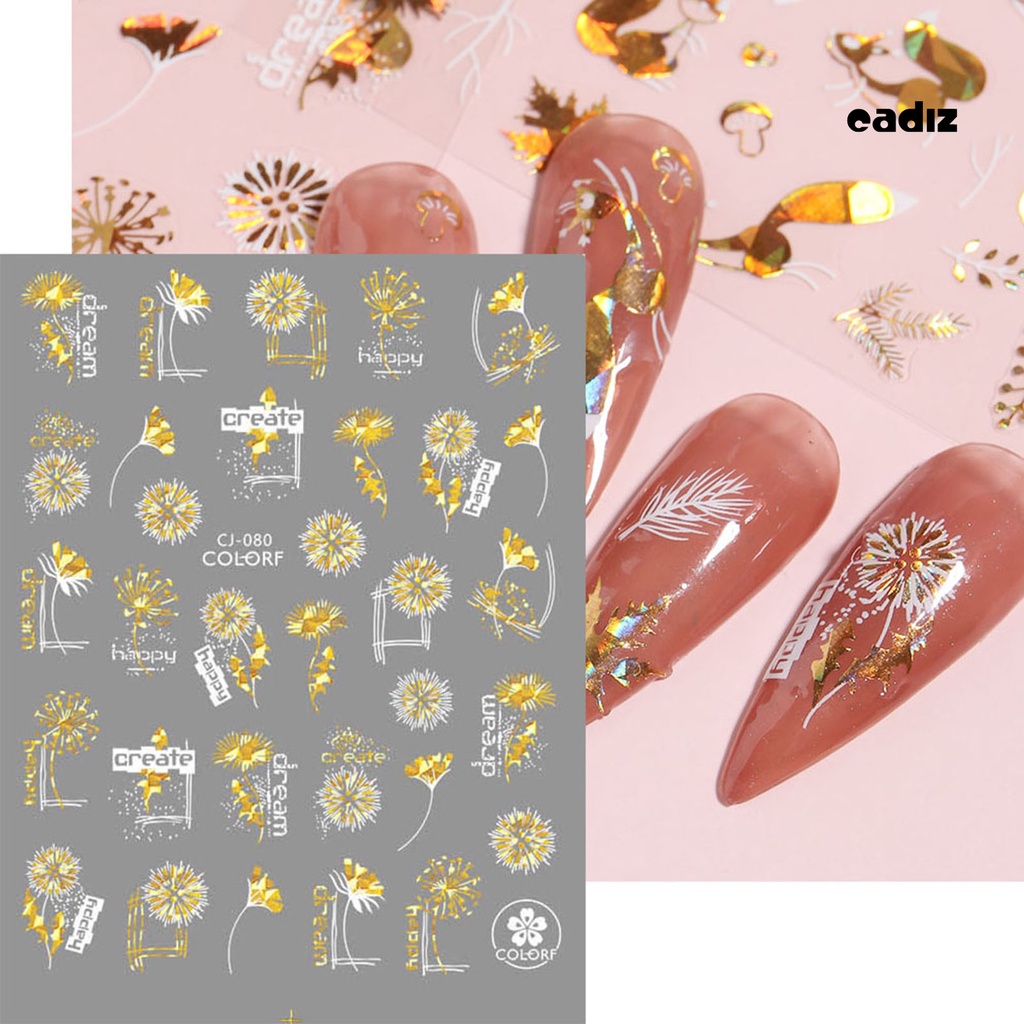 Set 2 Tờ Nhãn Dán Móng Tay Tự Dính Không Phai Màu Không Dính Hình Lá Phong / Bướm / Lá Phong Dành Cho Salon