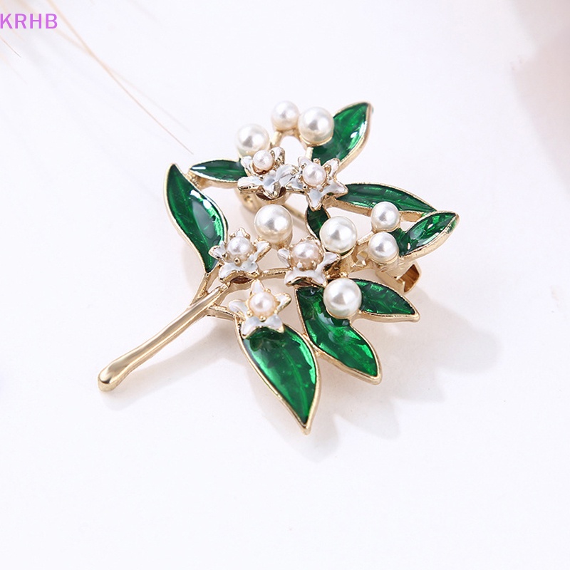 Ghim Cài Áo Hình Hoa Lá Đính Ngọc Trai Sáng Tạo Chất Lượng Cao Cho Nữ Mới