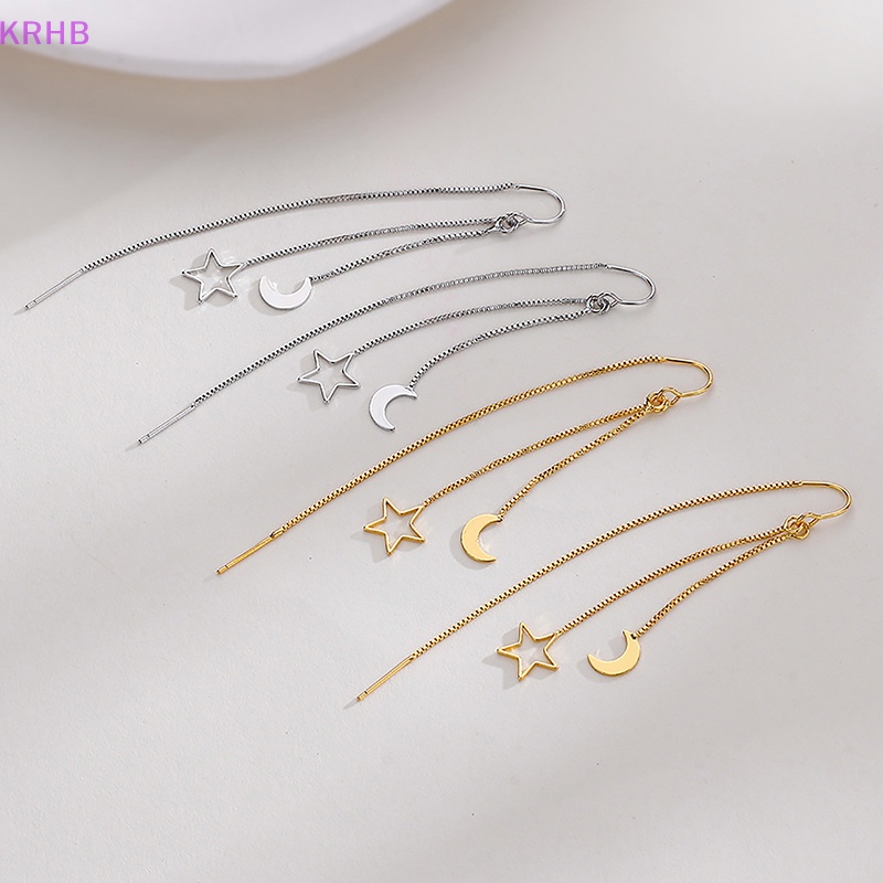 1 Cặp Khuyên Tai Dây Tua Rua Hình Trăng Sao Rỗng Cho Nữ Mới