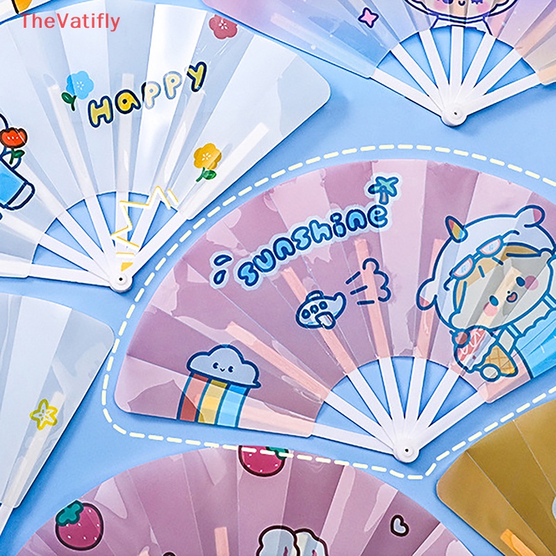 [Thevalifly] Quạt Xếp Cầm Tay Bằng Nhựa PP Nhỏ Dễ Thương Tươi Mới Và Sáng Tạo Phù Hợp Làm Quà Mùa Hè