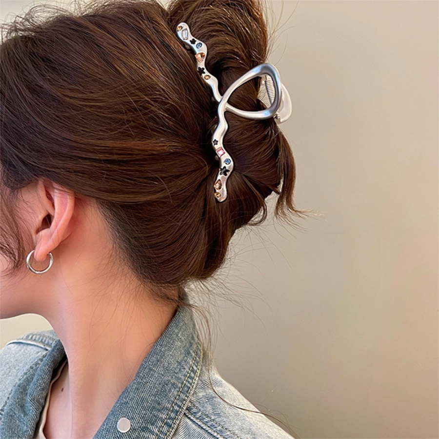 Kẹp Tóc Đuôi Ngựa Bằng Hợp Kim Đính Kim Cương Pha Lê Đơn Giản Phong Cách Hàn Quốc