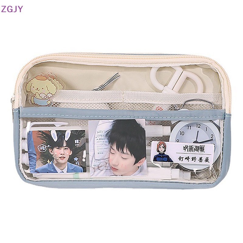 Túi Đựng Bút Trong Suốt Sức Chứa Lớn Có Khóa Kéo Tiện Dụng Cho Học Sinh Mới