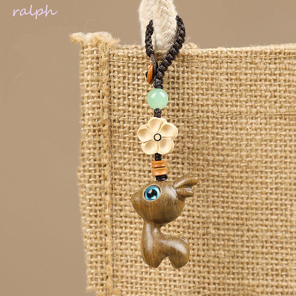 Dây Đeo Điện Thoại / Chìa Khóa Xe Hơi Hình Hươu May Mắn Bằng Gỗ Đàn Hương Dễ Thương