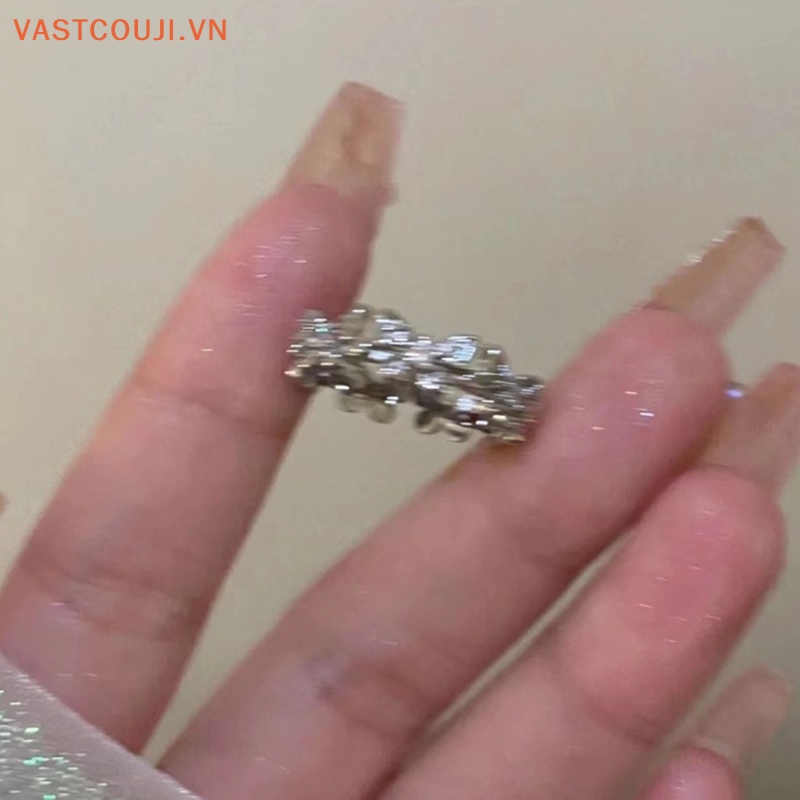 Vastji Nhẫn Hở Hình Bướm Đính Đá Zircon Lấp Lánh Có Thể Điều Chỉnh Kích Thước Cho Nữ