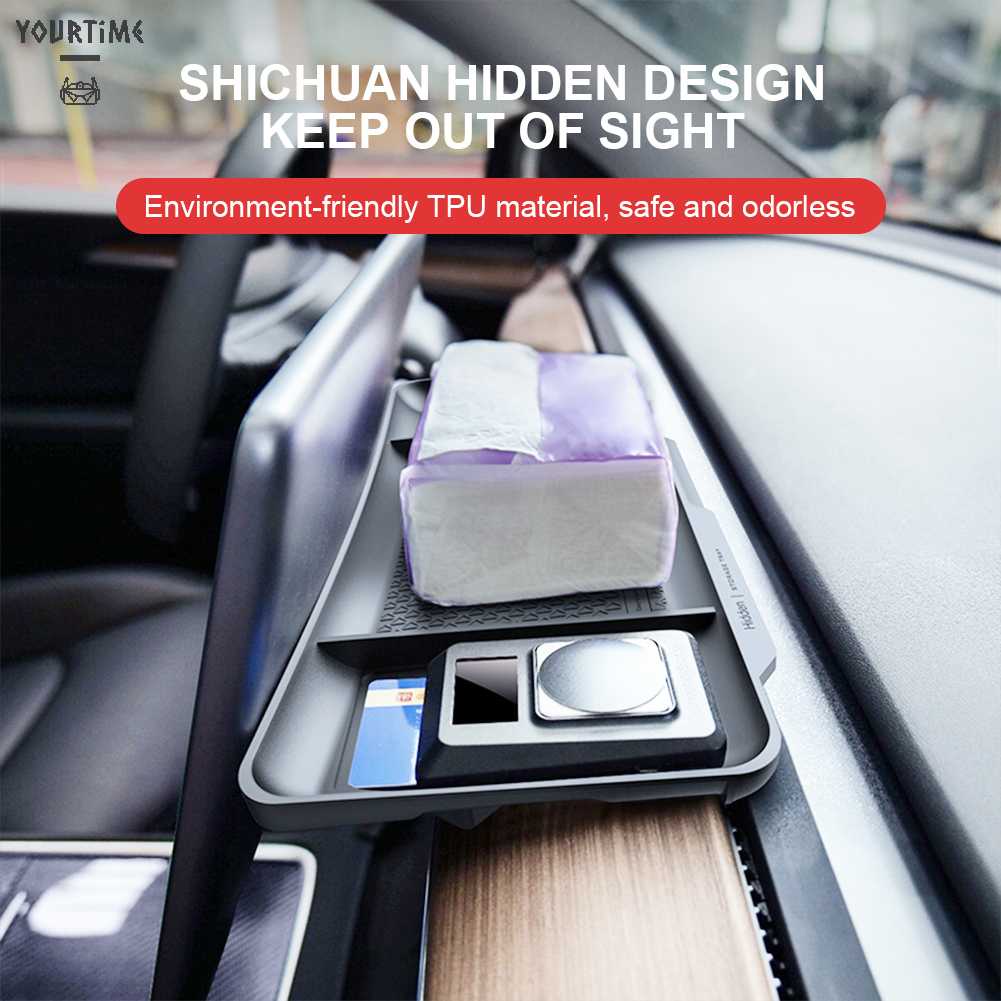 Khay Đựng Đồ Ẩn Bằng TPU Hít Nam Châm Chống Trượt Cho Tesla Model 3 Y