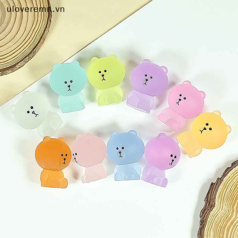 Bộ 2 Đồ trang trí Gấu Nâu Hoạt Hình Mini Màu Kẹo Dùng Trang Trí Tiểu Cảnh