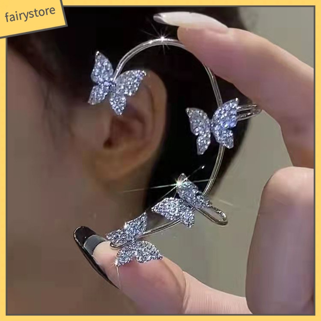 1 Đôi Bông Tai Hình Bướm Đính Đá Thời Trang