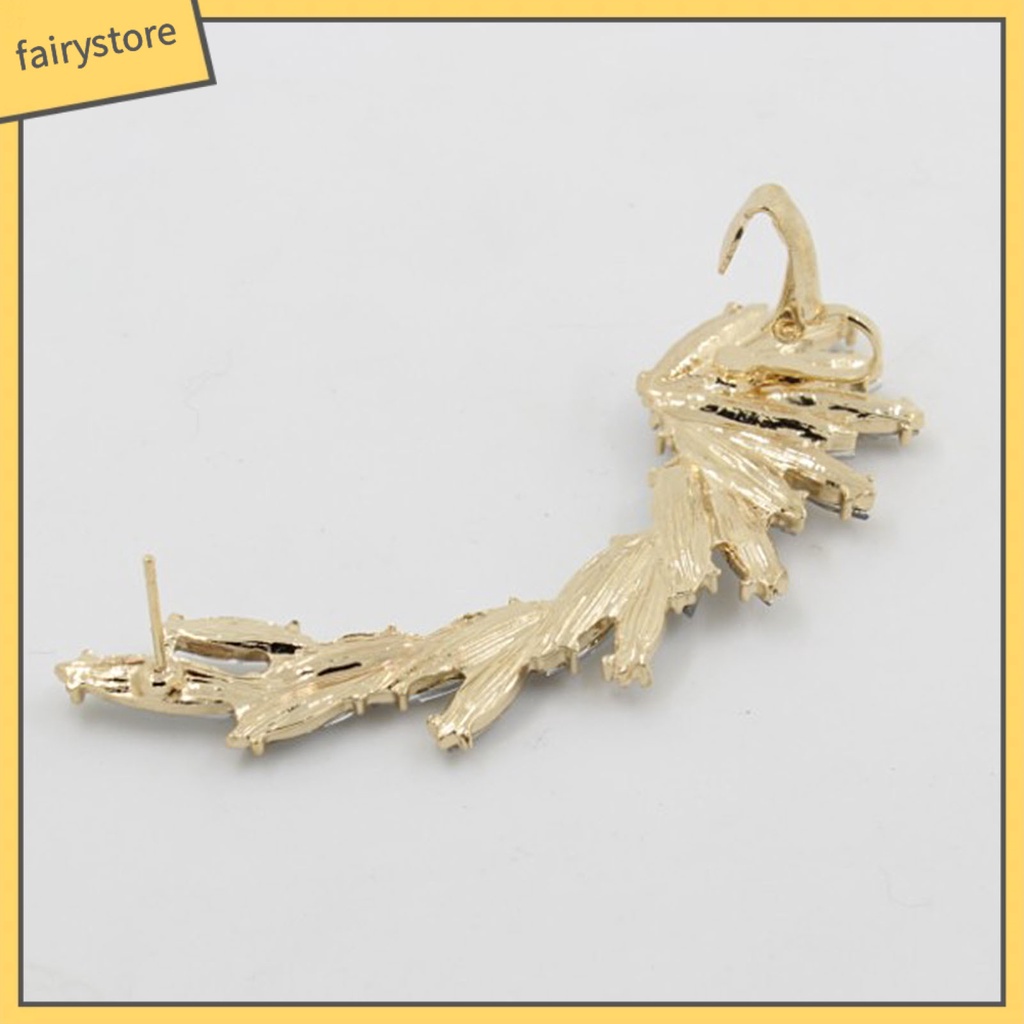 1 Bông Tai Kẹp Hình Chiếc Lá Đính Đá Lấp Lánh Phong Cách Boho