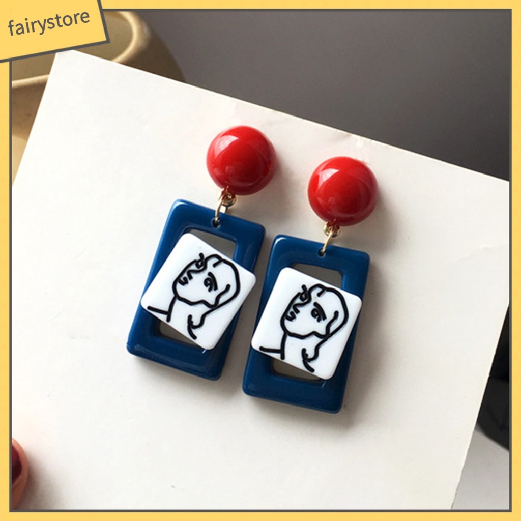 1 Đôi Bông Tai Hình Nhân Vật Trừu Tượng Phong Cách Vintage