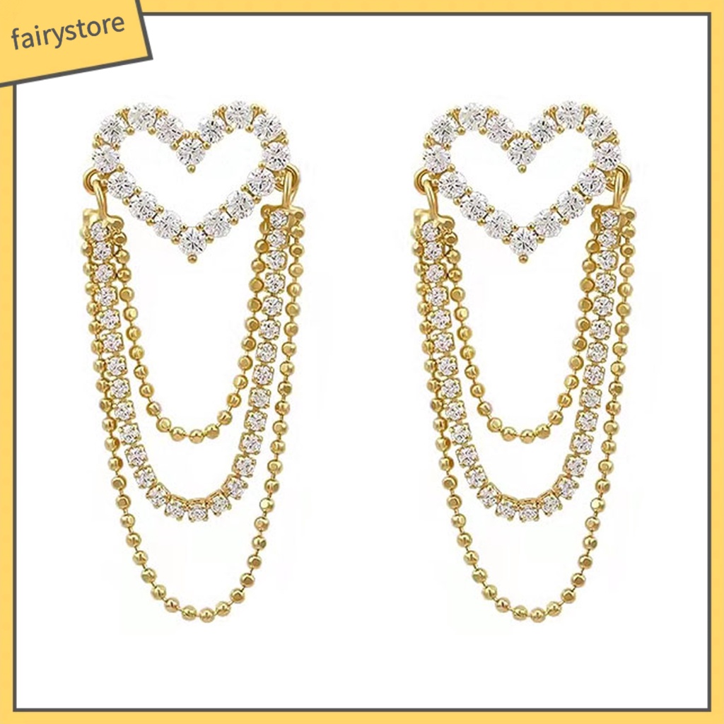 1 Đôi Bông Tai Tua Rua Dáng Dài Đính Đá Lấp Lánh Thời Trang Cho Nữ