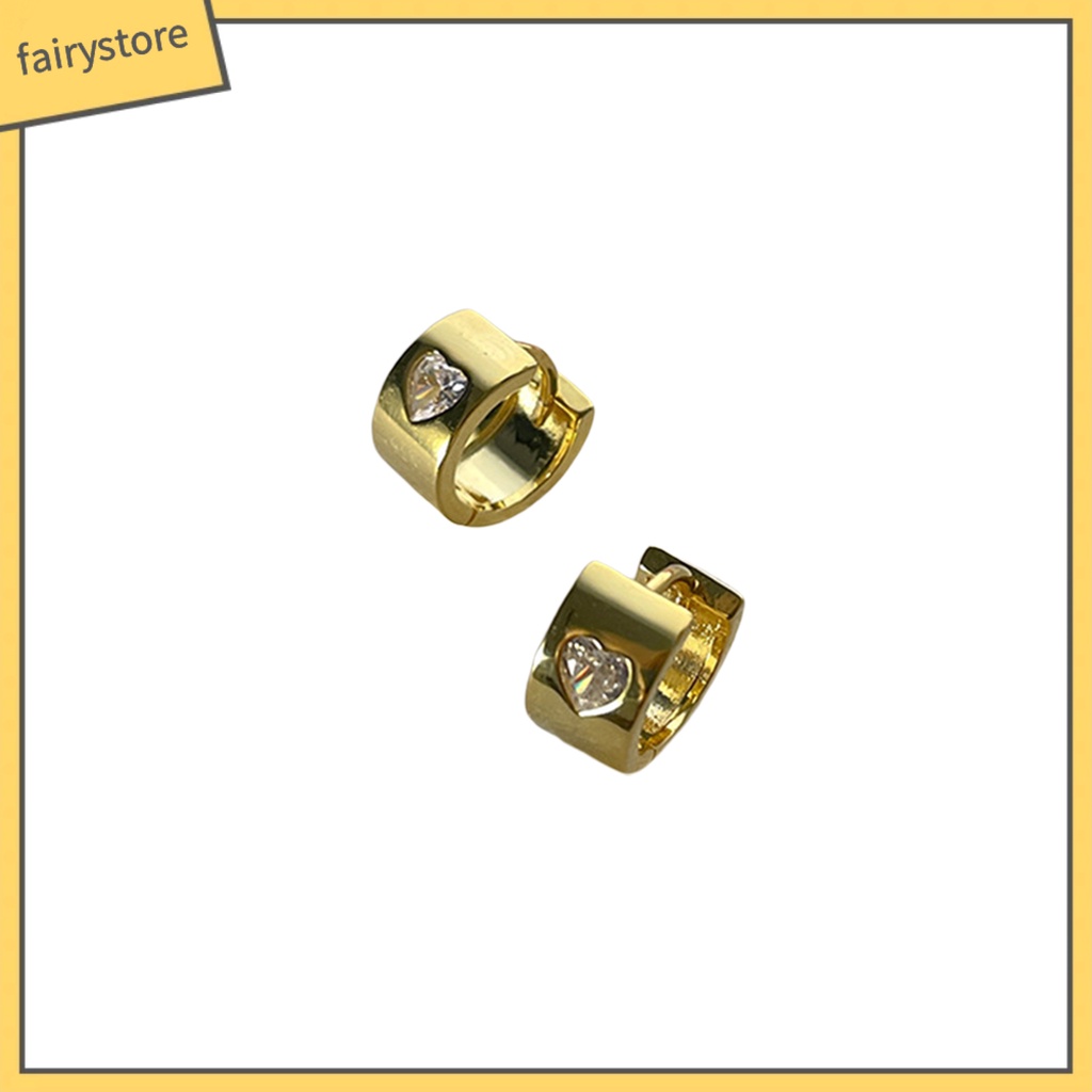 1 Đôi Bông Tai Hình Trái Tim Đính Đá Thời Trang Dành Cho Nữ