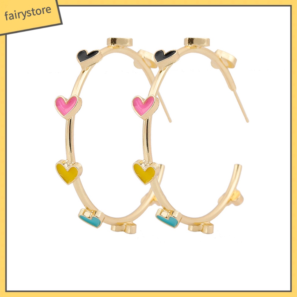 1 Đôi Bông Tai Hình Trái Tim Nhiều Màu Sắc Không Gây Dị Ứng Thời Trang