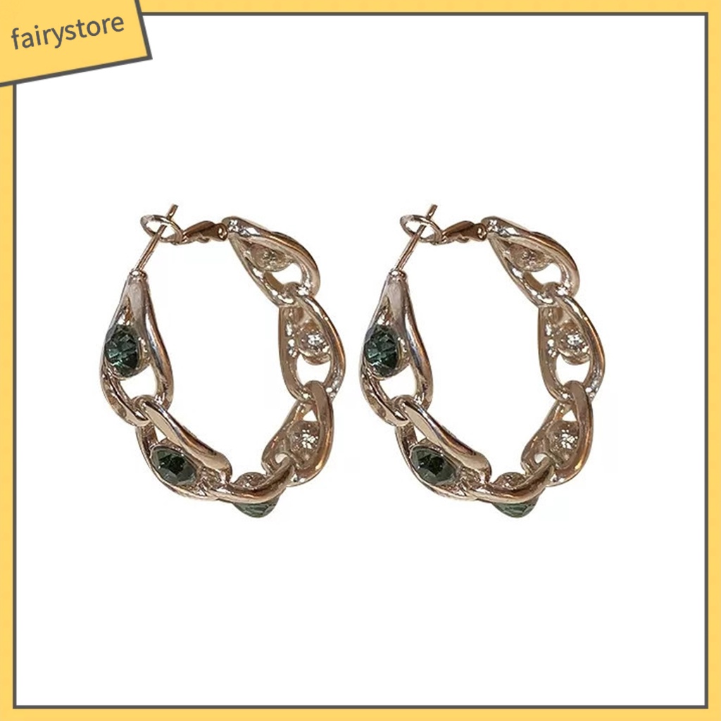 1 Đôi Bông Tai Tròn Đính Đá Thời Trang Dành Cho Nữ