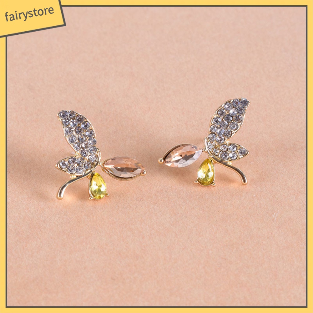 Bông Tai Hình Bướm Đính Đá Ngọt Ngào Thời Trang Dành Cho Nữ