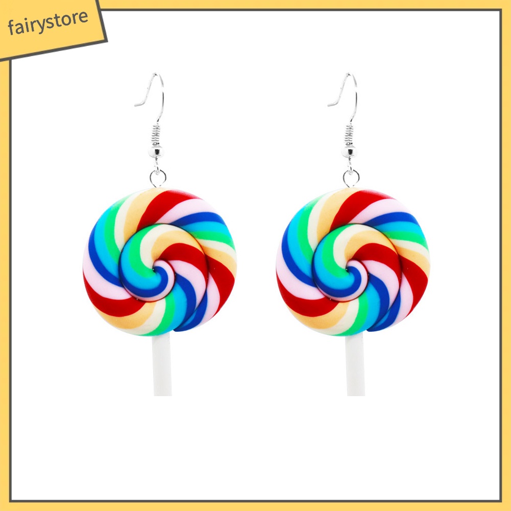 Bông Tai Hình Kẹo Mút Màu Cầu Vồng Thời Trang Cho Nữ