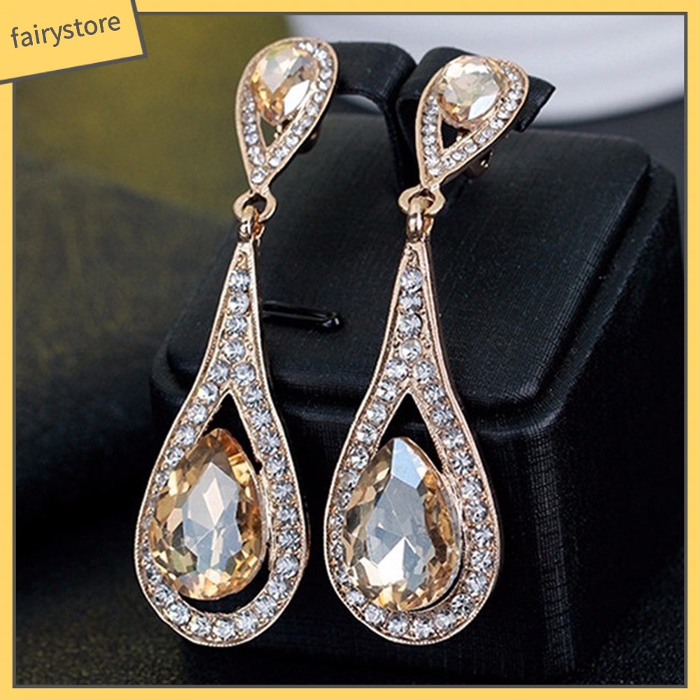 Bông Tai Hình Giọt Nước Đính Đá Giả Thời Trang Dành Cho Nữ