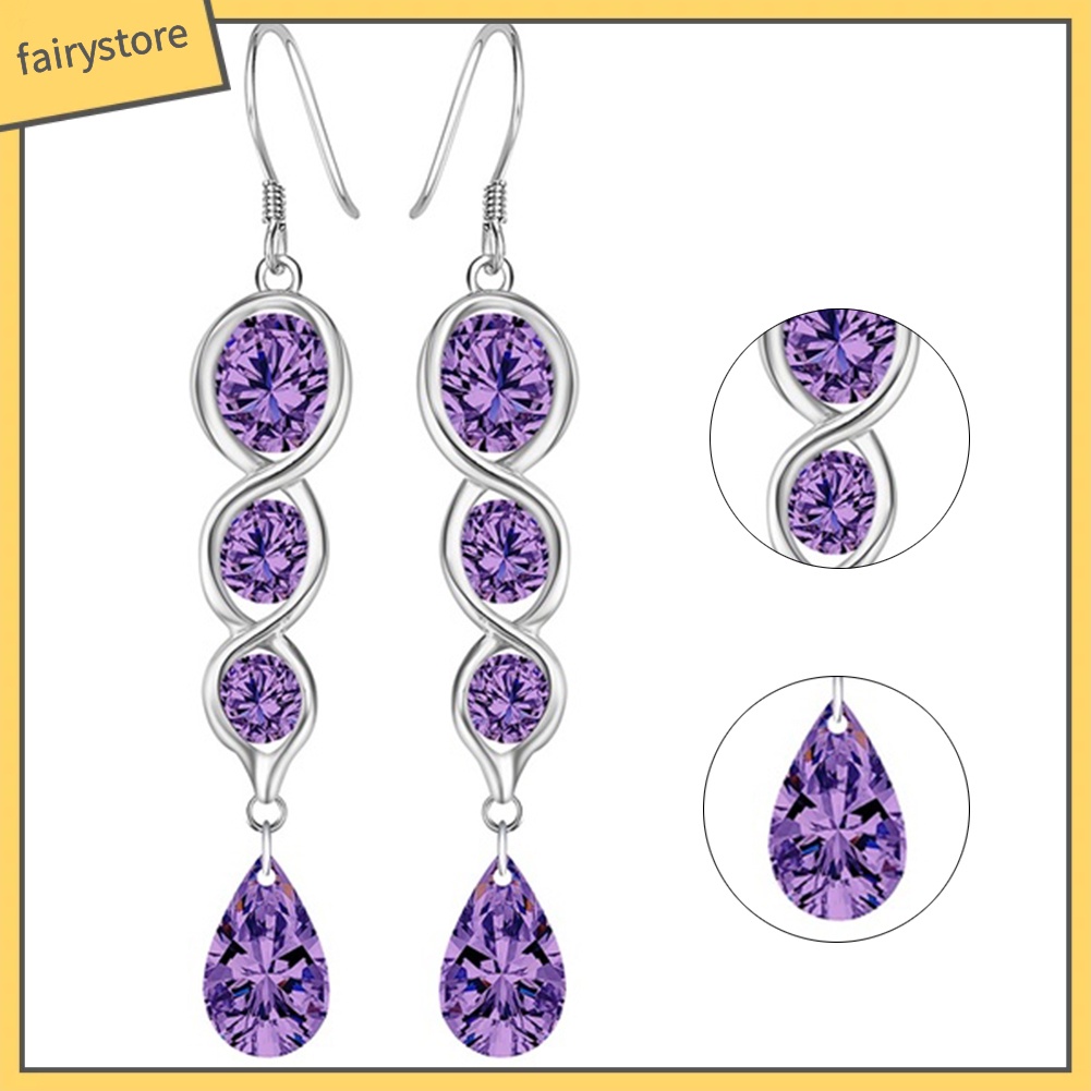 Bông Tai Dạng Móc Xoắn Đính Đá Zirconia Thời Trang Cho Nữ