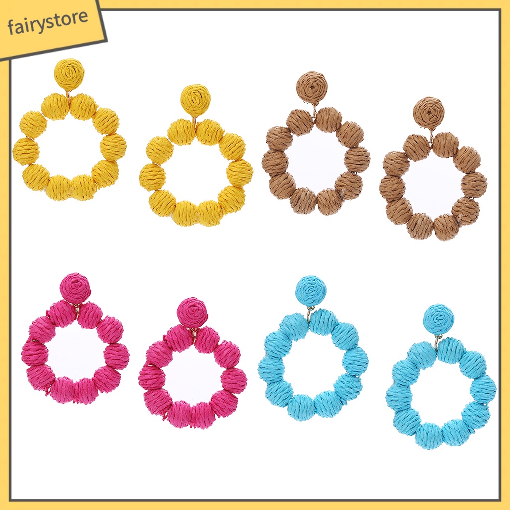 1 Đôi Bông Tai Hình Tròn Phong Cách Bohemian Dành Cho Nữ