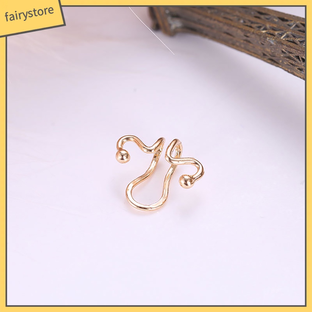 Khuyên Kẹp Vành Tai Không Xỏ Lỗ Kiểu Dáng Hình Học Đơn Giản Dành Cho Nữ