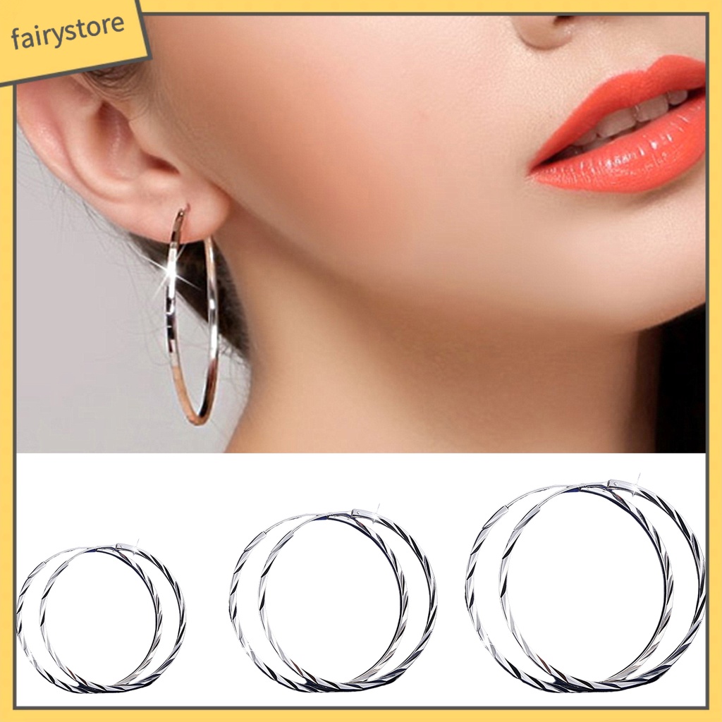 1 Đôi Bông Tai Hình Tròn Lớn Họa Tiết Hình Học Thời Trang Dành Cho Nữ